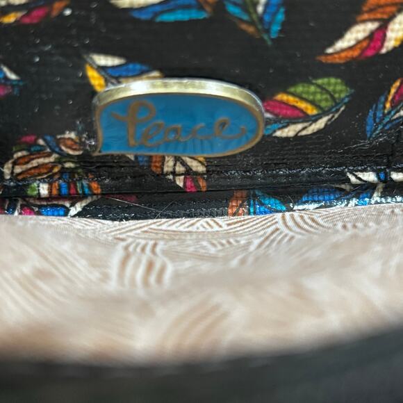 Sakroots zip around wallet clutch purse brown birds coated canvas coin pocket - Picture 7 of 9